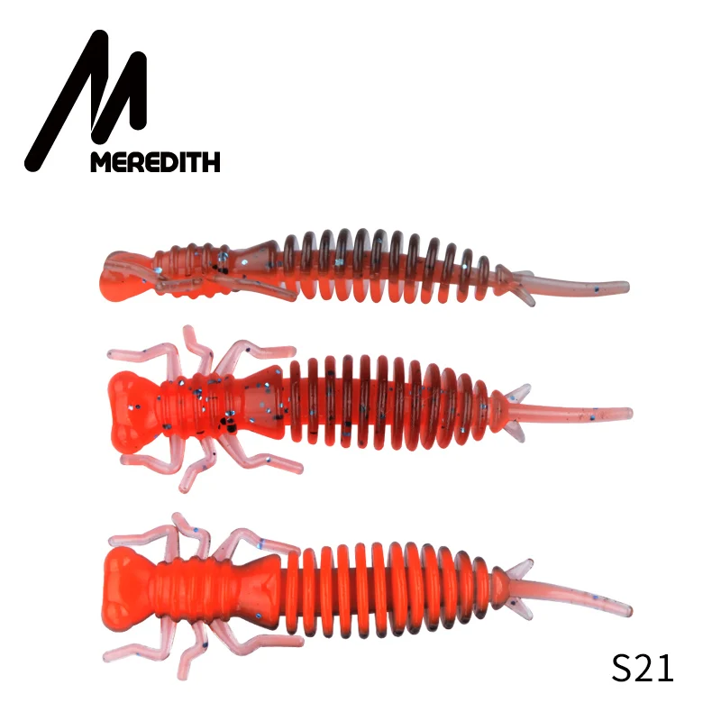 S21 MEREDITH 85 мм, 4 шт., мягкие приманки для рыбалки, искусственные рыболовные червь, личинка, силиконовые приманки для ловли щуки, гольян, пластиковые приманки - Цвет: S21