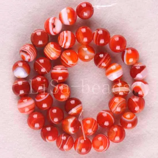 Fashion Jewelry Round Red 10MM Veins Onyx Loose Beads Strand 15.5&quot (40beads) G036 | Украшения и аксессуары