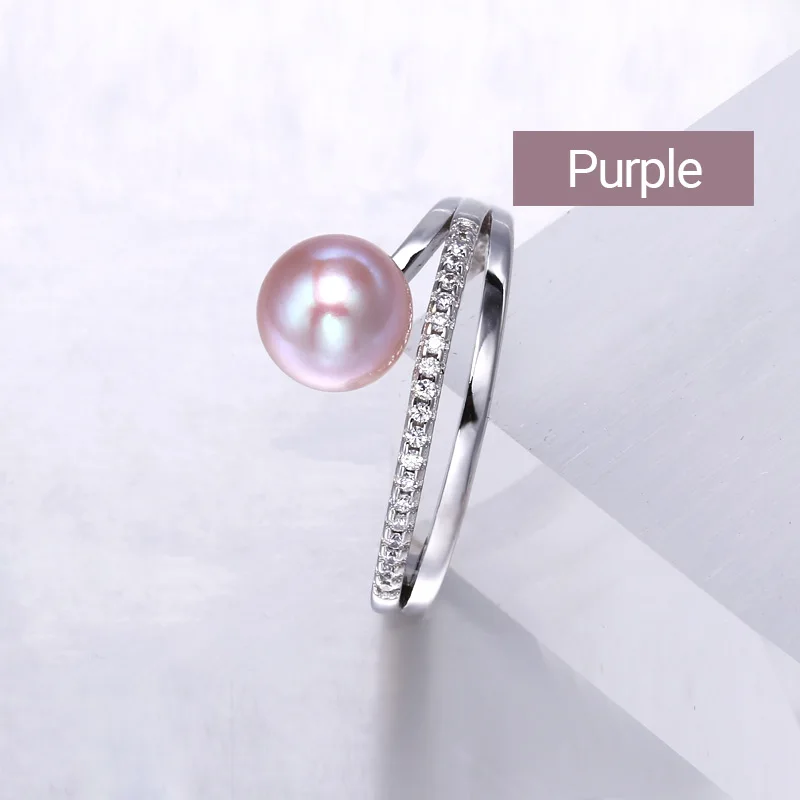 Purple Кольцо DAIMI 7-8 мм кольцо с пресноводным жемчугом 6 цветов модный милый подарок для женщин кольцо из серебра 925 - Цвет камня: Purple