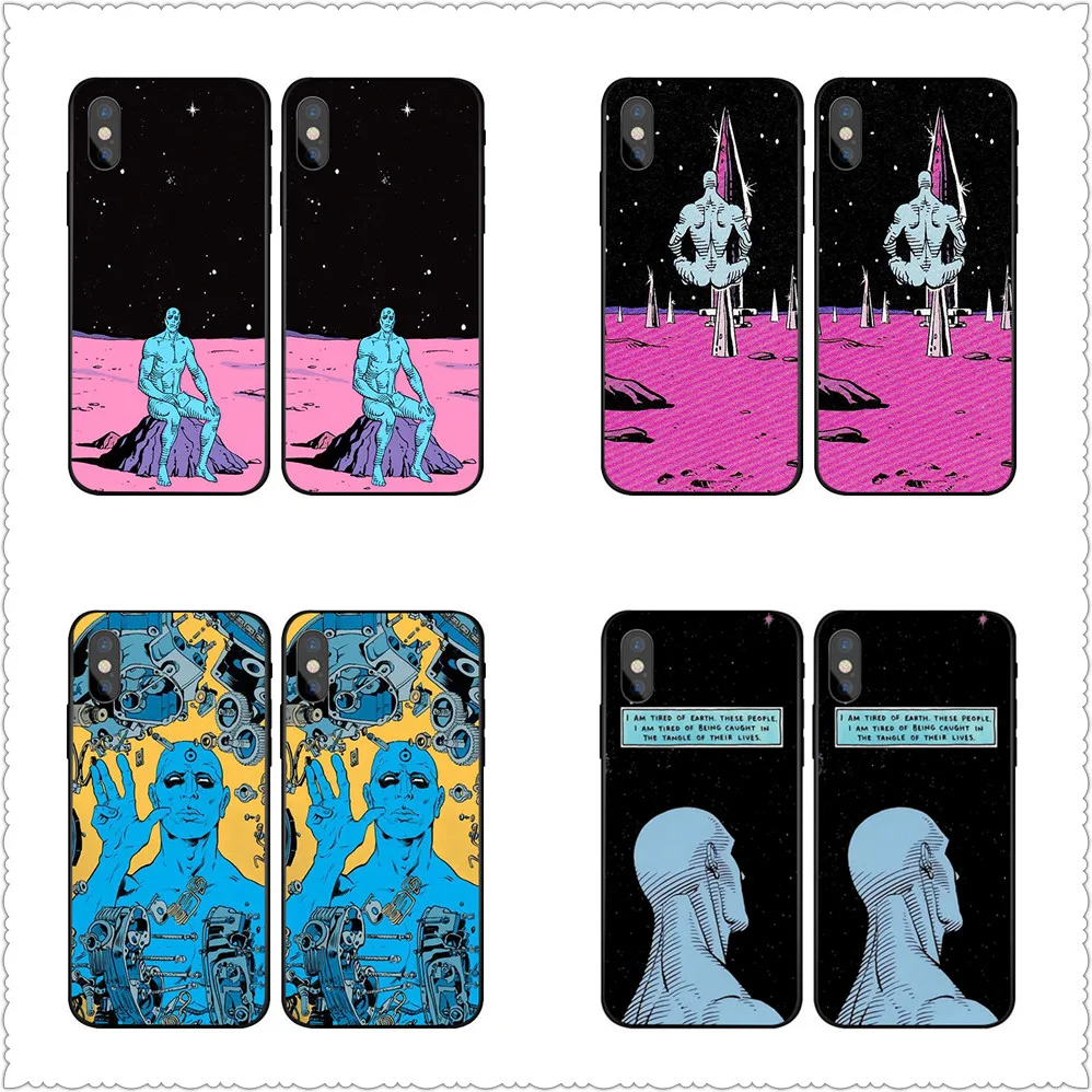 Американский фильм Watchmen доктор Манхэттен чехол для iPhone X 7 8 черный силиконовый