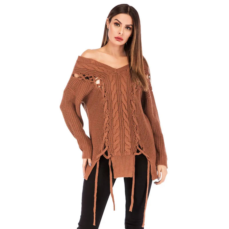 Европейский стиль Женский Большой размер компьютерный вязаный свитер с