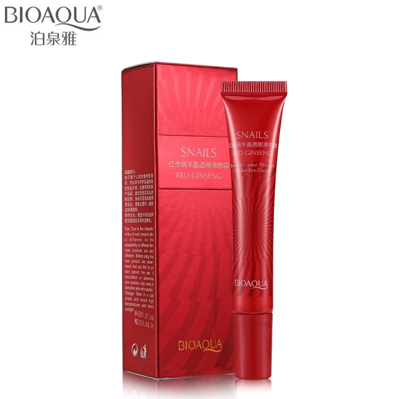 Крем для глаз BIOAQUA красный женьшень эссенция улитки уход за кожей удаление темных