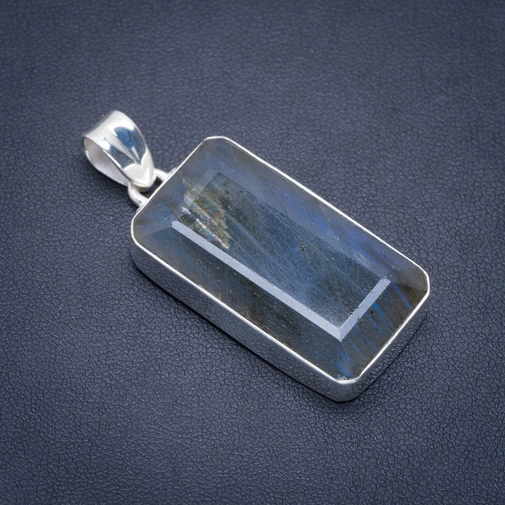 Натуральный голубой огненный Лабрадорит ручной работы уникальный кулон из
