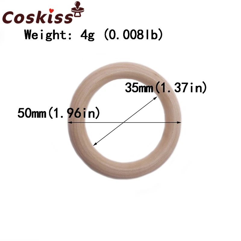 Anillos de madera de 50mm (1,96 pulgadas), paquete de anillos de madera, anillos sin terminar, anillos de madera, 30 Uds.-4