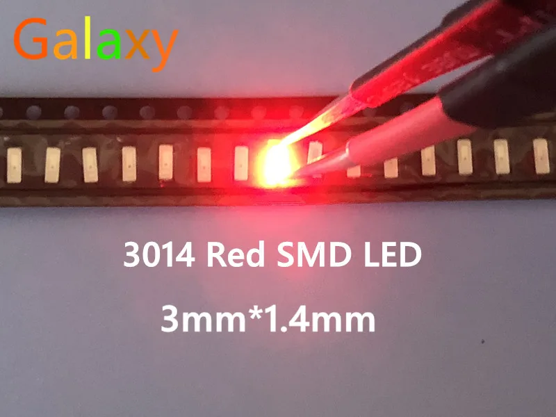 100 шт. 3014 SMD светодиодный чип красный ультра яркий 0 2 Вт 6-8лм 30мА 3 в поверхностного