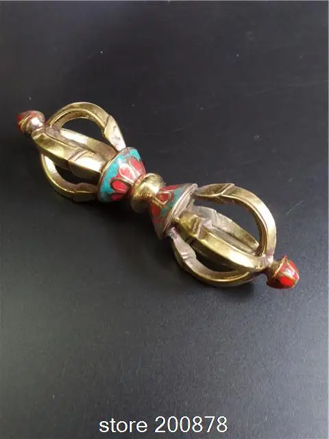 TBC978 Tibetan brass vajra droje Buddhist handicrafts 110mm Decos arts low MOQ | Дом и сад