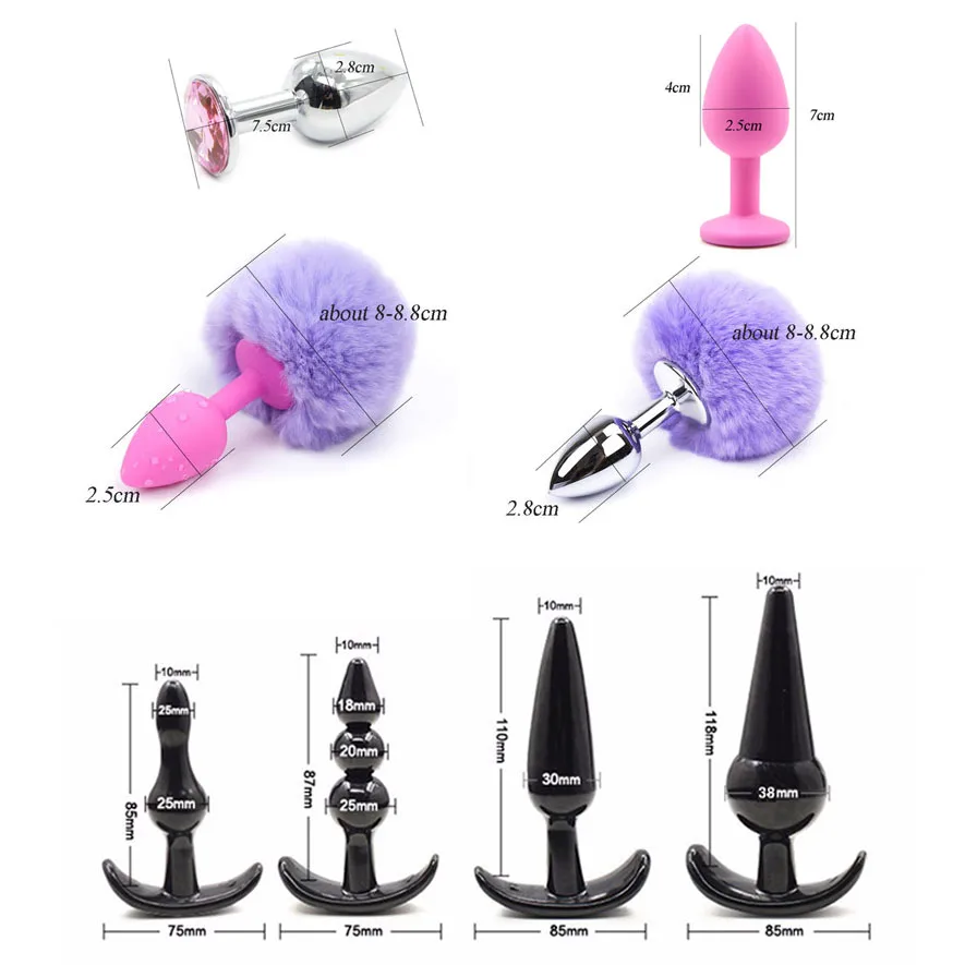 Hairy Bunny Rabbit Tail Anal Plug Gay Fetish Butt Small Size Stainless Steel Silicone Waterproof Rhinestone Stopper Game | Красота и