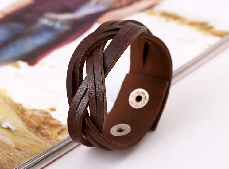 2015 ретро панк стиль искусственной кожи сплав браун переплетения мужчины