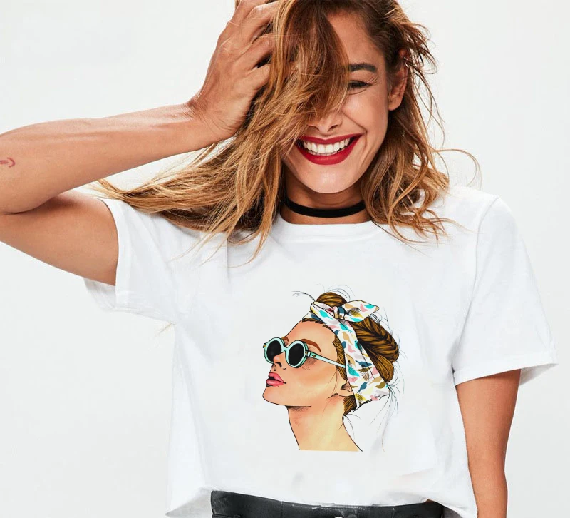 

2019 Summer Harajuku Fashion New Print Female Korean T Shirt Streetwear Aesthetic Trend Thin Section Comfortable Tops