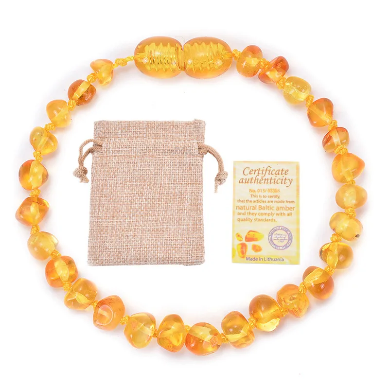 5 Natural Amber Teething Bracelets Anklets Teether Handmade Original Jewelry Baltic Amber Beads for Baby Shower Gift Wholesale - Цвет: 5