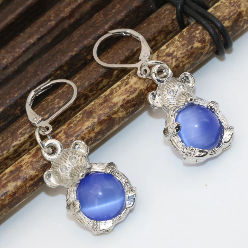 Изысканные Серебристые синие Бусины из минерала &quotкошачий глаз&quot мышь 23*15 мм