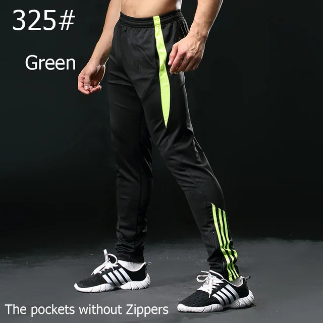 325 black green Зимние футбольные штаны, тонкие трикотажные спортивные штаны для бега, профессиональные футбольные тренировочные штаны для бега, спортивные брюки, штаны для бега - Цвет: 325 black green