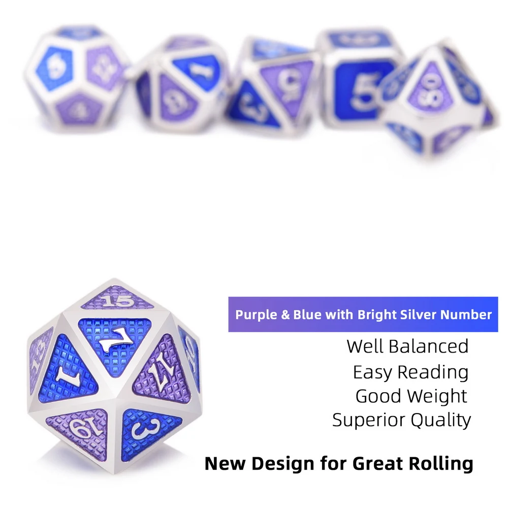 Двухцветные кости набор D& D 7 шт многогранные металлические Подземелья и Драконы кости с мешочком для DND, Pathfinder RPG и настольные игры