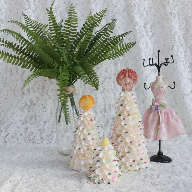 Free Shipping(1set/lot)With Pearl Cockle Christmas Tree Natural Shell Conch Beach Wedding Decor Handmade Coastal Home Decoration | Дом и сад
