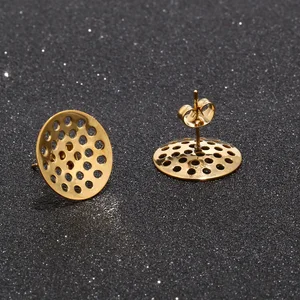 Пустые серьги из нержавеющей стали с покрытием из настоящего золота, 80 шт., 18K, фурнитура для рукоделия, с отверстиями для изготовления ювелирных изделий