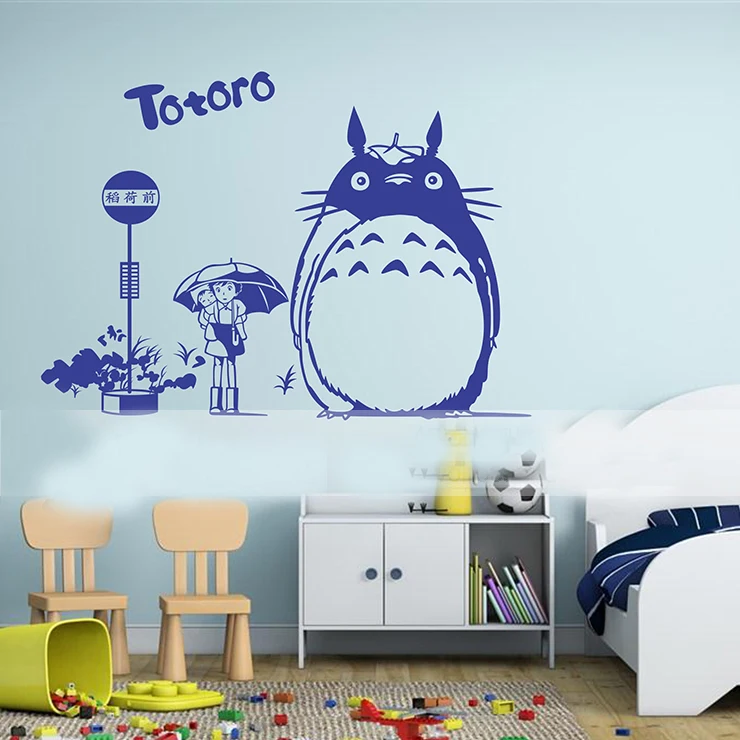 

Hayao Miyazaki Totoro TOTORO hand-painted animation house blessing TV backdrop stickers children's room