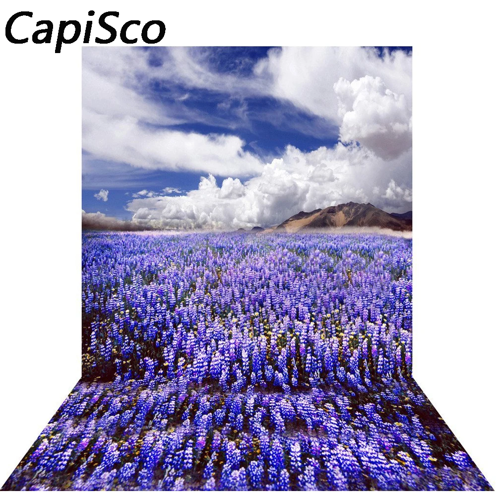 Capisco photography backdrop purple Lavender field blue sky baby shower children background photo studio photocall | Электроника