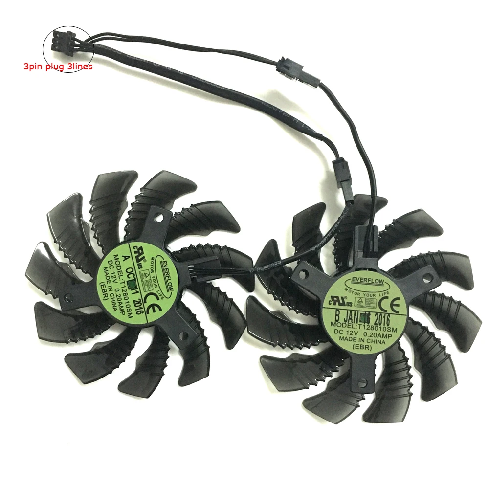 Кулер видеокарты T128010SM PLD08010S12H 75 мм DC 12 В 0 20 A GPU VGA в качестве замены для охлаждения