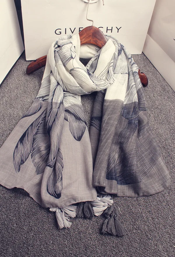 Смешанный дизайн Женский богемный стиль цветочный хиджаб шарф с кисточками