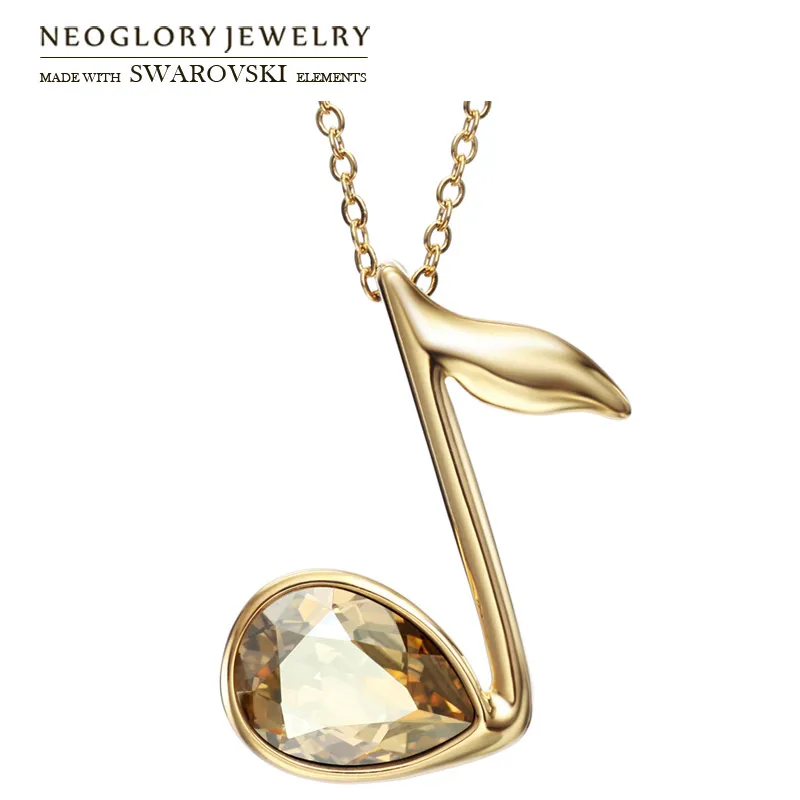 Neoglory Австрия кристалл кулон длинное ожерелье светильник желтый золотой цвет