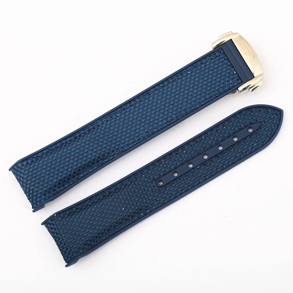 20m 22mm Nylon Rubber Silicone Watch Band for Omega Watch Strap Seamaster Planet Ocean 8900 9900 Orange Black Blue Bracelets - Цвет ремешка: Синий