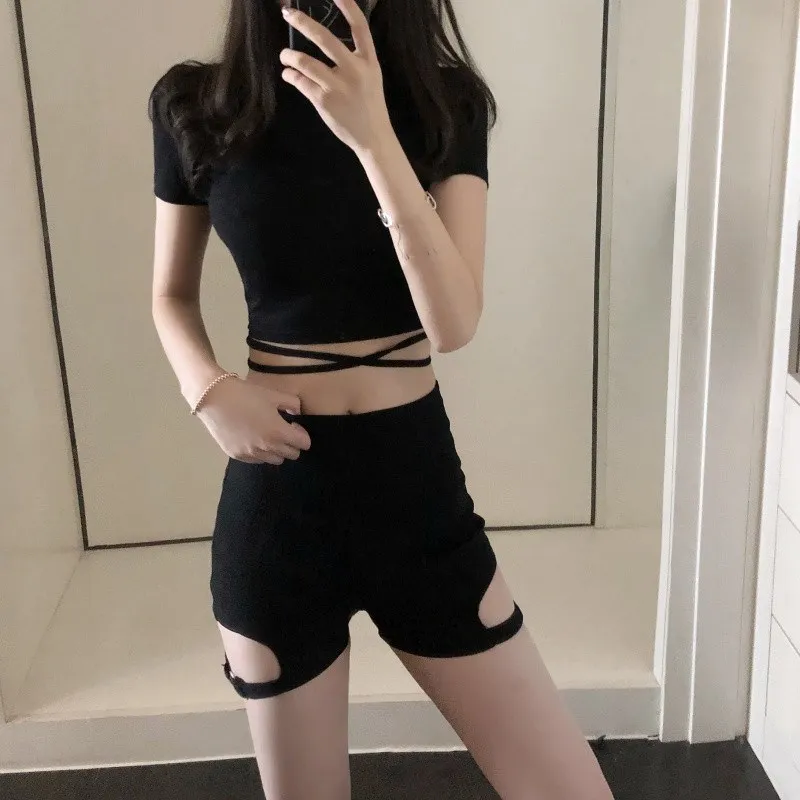 Shorts Harajuku панк стиль плед асимметричные юбки для женщин Асимметричная с высокой талией юбки плиссированные девушки юбки в готическом стиле - Цвет: Shorts