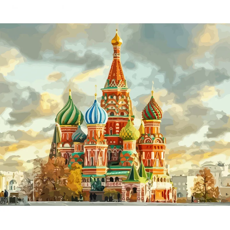 Картина по номерам сделай сам Прямая поставка 50x65 см красочный замок мечты пейзаж
