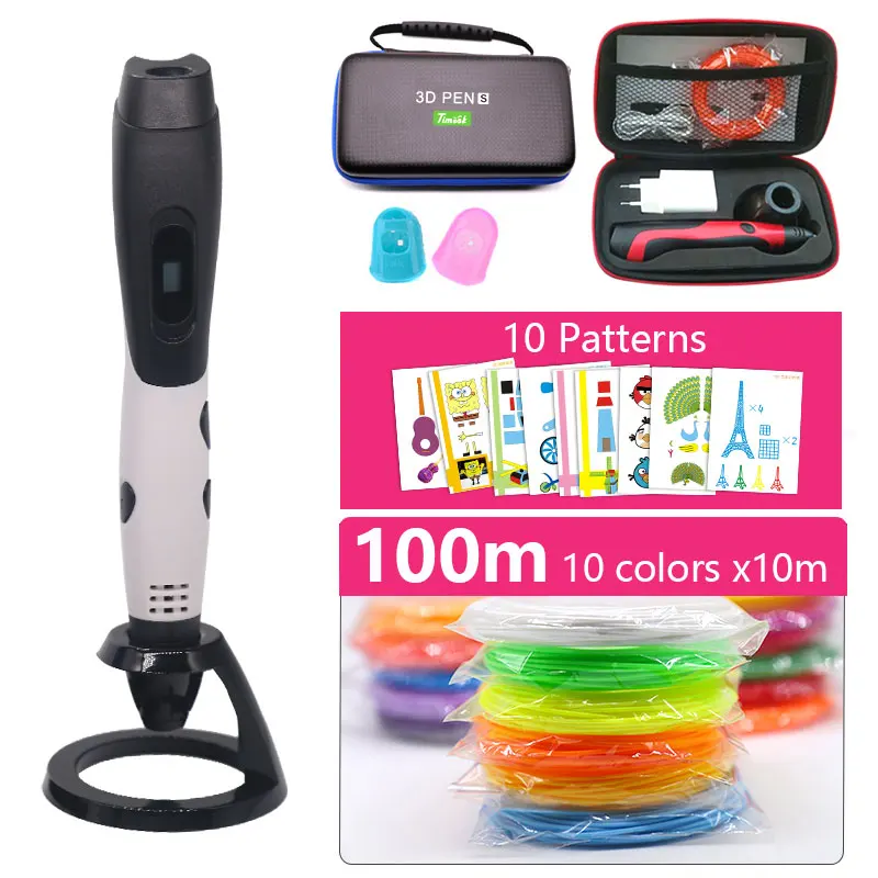 1. White pen ABS100m 3d Ручка 3d принтер Ручка USB питание безопасно и удобно, с сумкой для хранения, легко для создания на открытом воздухе Рождественский подарок Новогодний подарок - Цвет: 1. White pen ABS100m
