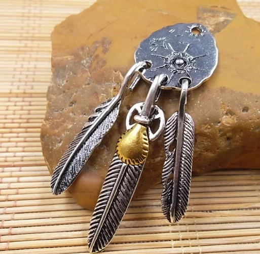 

10pcs Feather Filigree fashion charms pendant Vintage Antique Tibet silver leaves Jewelry Making necklace keychain DIY