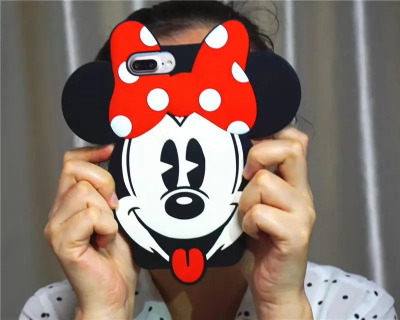 Funny 3D Cartoon Happy Smile Mickey Minnie Silicone Case for iPhone 6 6S Plus Shockproof Cover Coque Apple 7 8 |