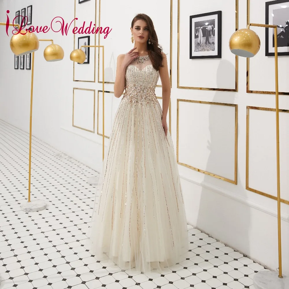 ILoveWedding Новое поступление тяжелый Бисер рукавами трапециевидной формы платье для
