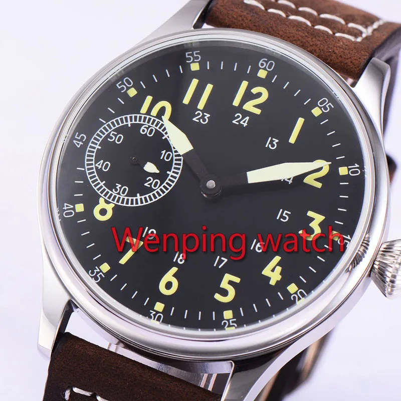 Стерильные мужские часы 44 мм с черным циферблатом светящиеся марки 6497