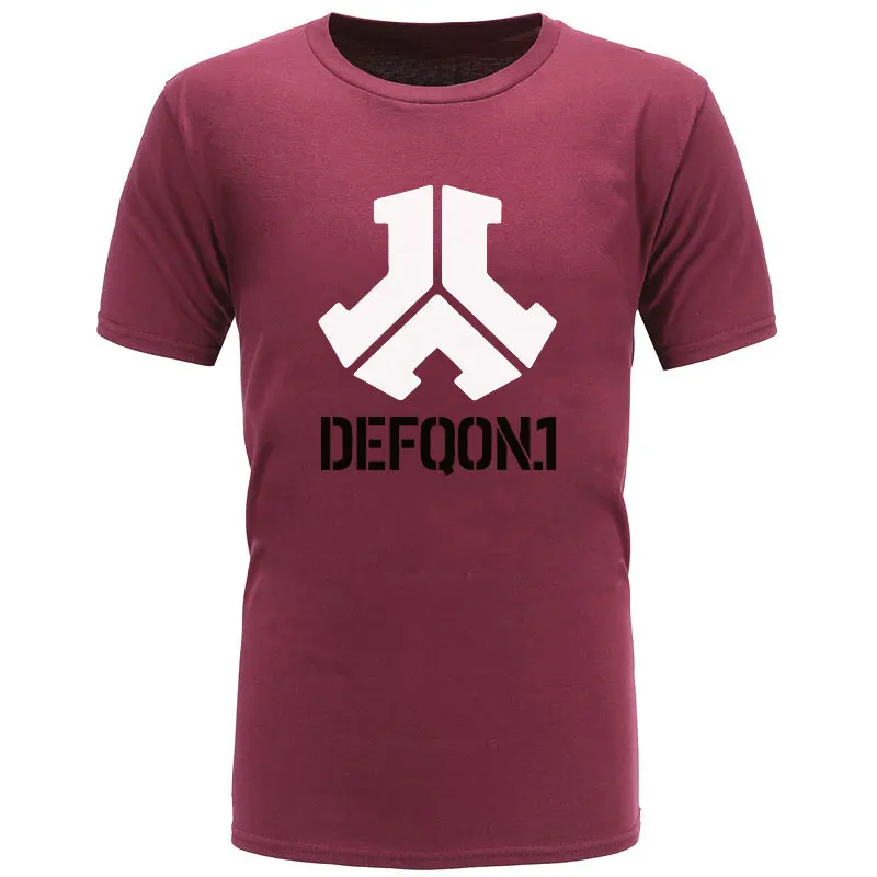 BAIJOE Новая Летняя мужская футболка Defqon 1 из чистого хлопка, дизайнерские футболки в стиле хип-хоп, мужские футболки с коротким рукавом, брендовая Повседневная футболка, Топ - Цвет: Red wine 2