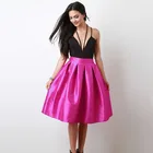 Женская плиссированная юбка средней длины, розовая короткая Пышная юбка с высокой талией, лето 2017