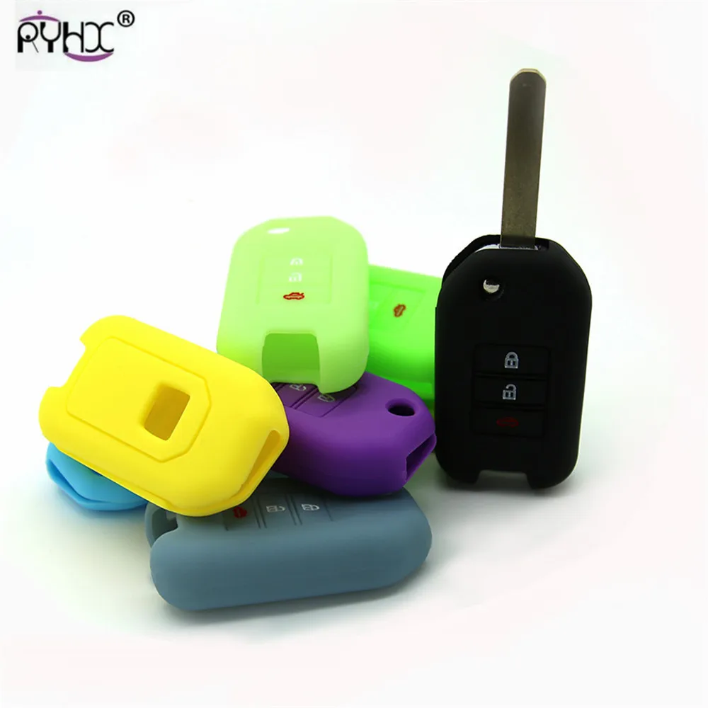 RYHX волокно силиконовые ключи случае Foding Flid удаленный ключевой чехол для Honda CRV