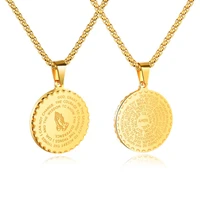 golden bible coin medal praying hands necklace pendant stainless steel chain religious prayer christian jewelry dropshipping