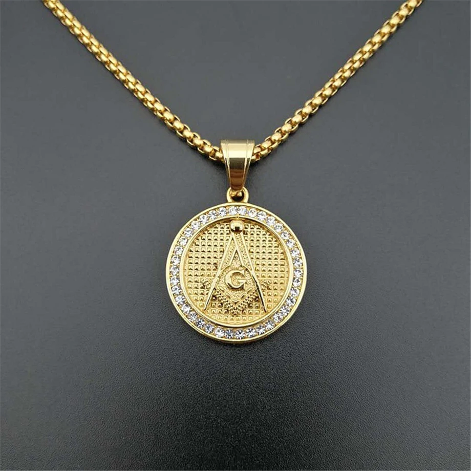 Ожерелья и кулоны в стиле хип хоп из нержавеющей стали с масонским символом для
