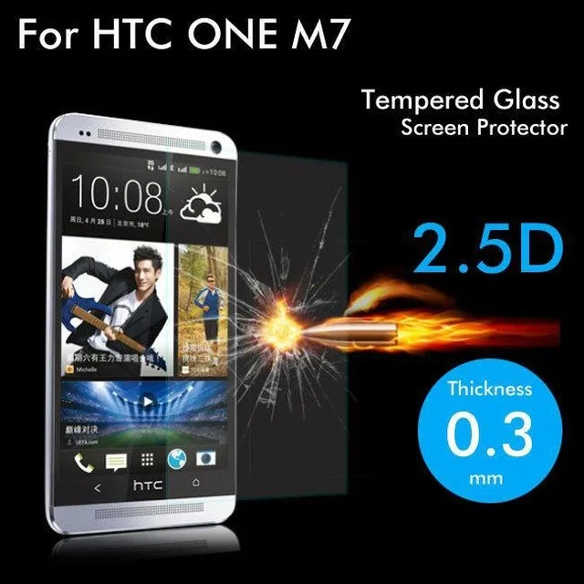 2.5D Закаленное стекло для HTC ONE M7 Высококачественная защитная пленка