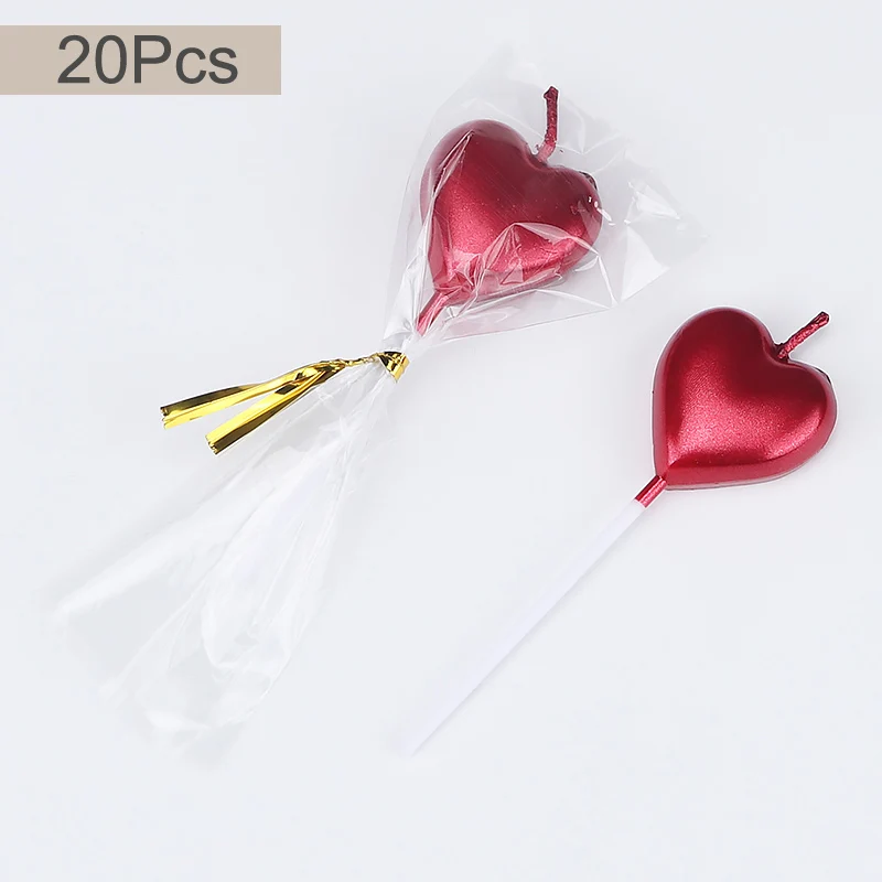 red 20Pcs 20-50 шт./компл. милые цвета: золотистый, серебристый сердце, звезда, день рождения свечи для торта свечи любовь лампы в форме свечи детский праздничный костюм поставки Свадебные украшения - Цвет: red 20Pcs