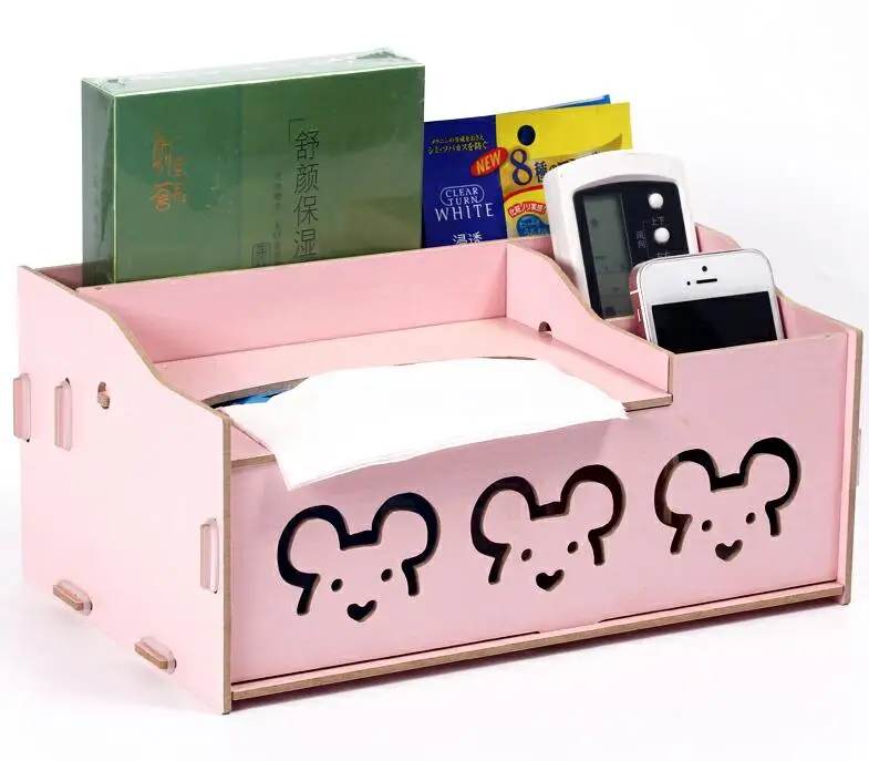Pink Colour Style Многофункциональная коробка для салфеток Woody, коробка для салфеток для лица, коробка для салфеток, чехол для салфеток, бумажный платок, чехол, деревянный, собранный, сделай сам - Цвет: Pink Colour Style