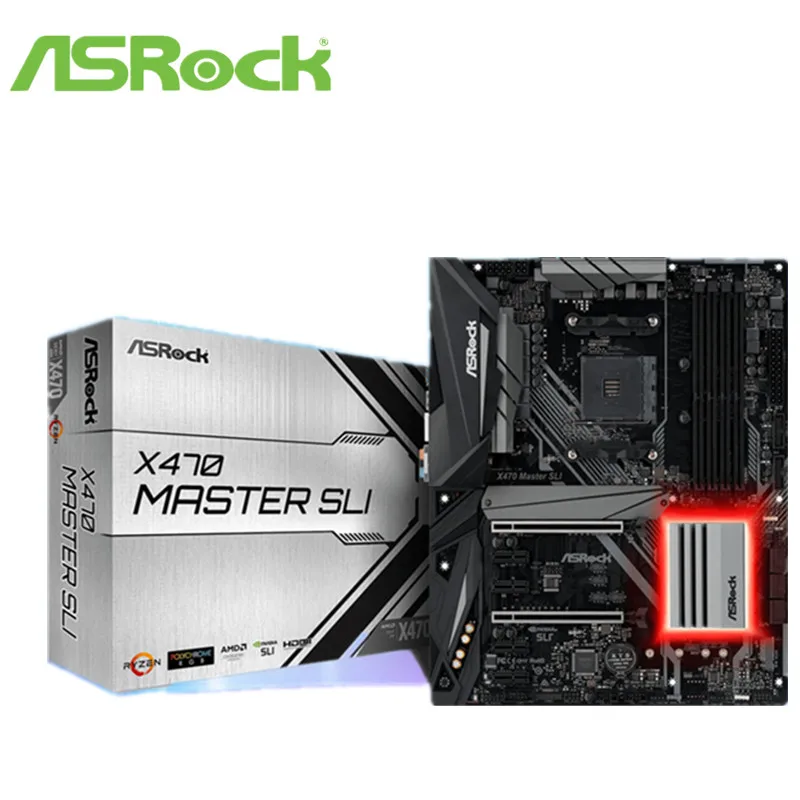 Полностью новая материнская плата для компьютера ASRock technology X470 Master SLI, Материнская плата ASRock X470