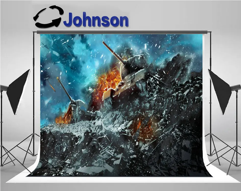

Battle Tank Snow Storm background High quality Computer print wall backdrop
