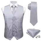 Barry. Wang дизайнерский мужской модный серебристый цветочный жаккардовый тканый жилет из 100% шелка, жилет, платок, галстук, жилет, костюм, запонки, набор