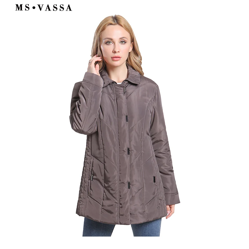 MS VASSA новые женские куртки больших размеров 2018 осень зима пальто с отложным