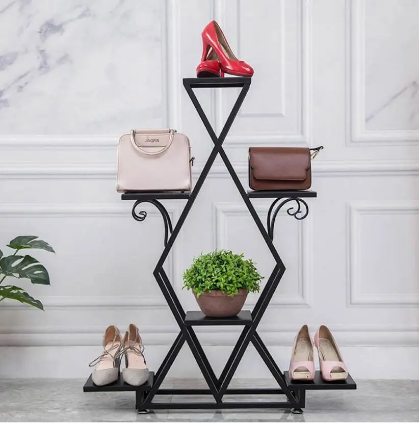 Золотая напольная витрина Tieyi многоэтажная полка для обуви витрин магазинов