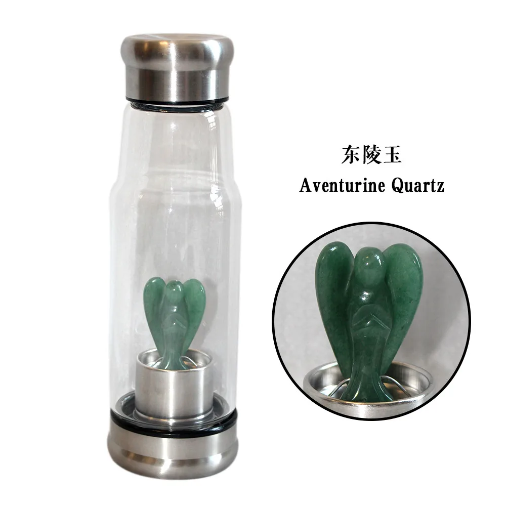 Aventurine Quartz Все виды натурального кварца драгоценный камень стекло Elixir бутылка для воды точка ручной резной 2 дюйма чашка ангел кристаллические палочки gif - Цвет: Aventurine Quartz