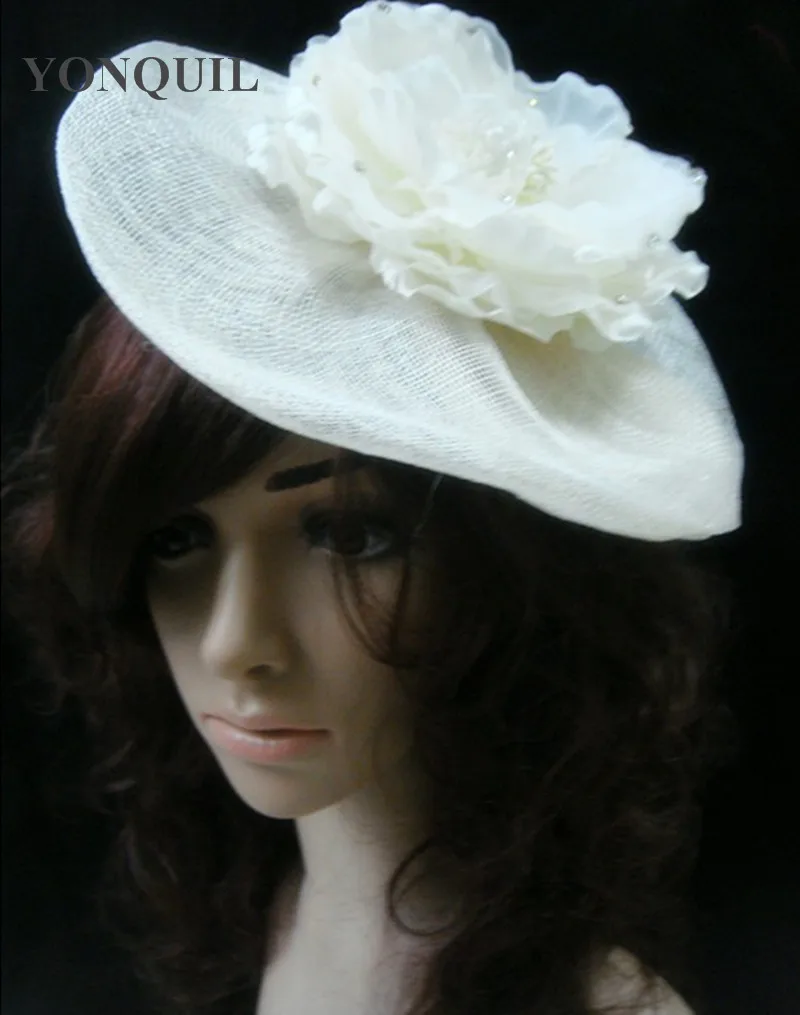 

Silk Flowers Sinamy Derby Fascinator Hats Wedding Party Headwear Elegant Lady Women Millinery Hats Bridal Hair Accessories FS69