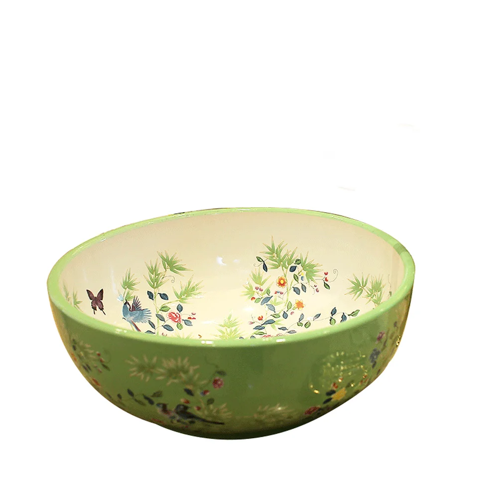 Jingdezhen Европейский стиль умывальник над прилавком синий белый цветы и птицы