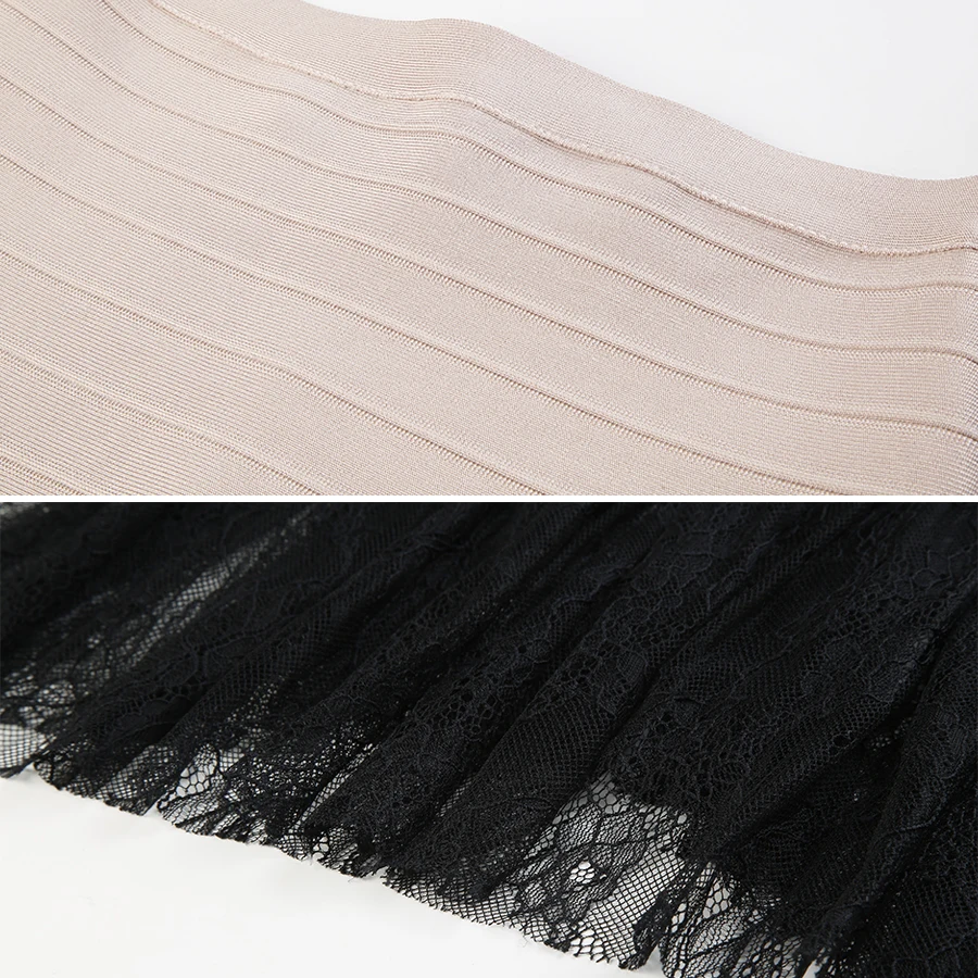 2 Piece Set Women Dress Sexy Summer 2019 Bodycon Tube Top And Skirt Patchwork Lace Strapless Celebrity Club Party Bandage |