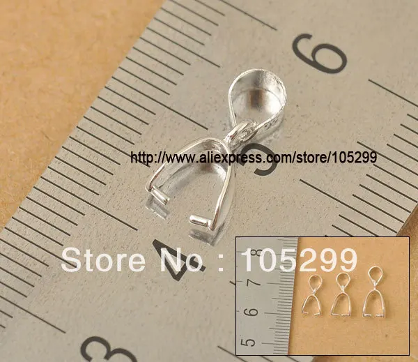 

50X Size-S 3.5X13.5MM 925 Sterling Silver Findings Bail Connector Bale Pinch Clasp 925 Sterling Silver Bail Pendant